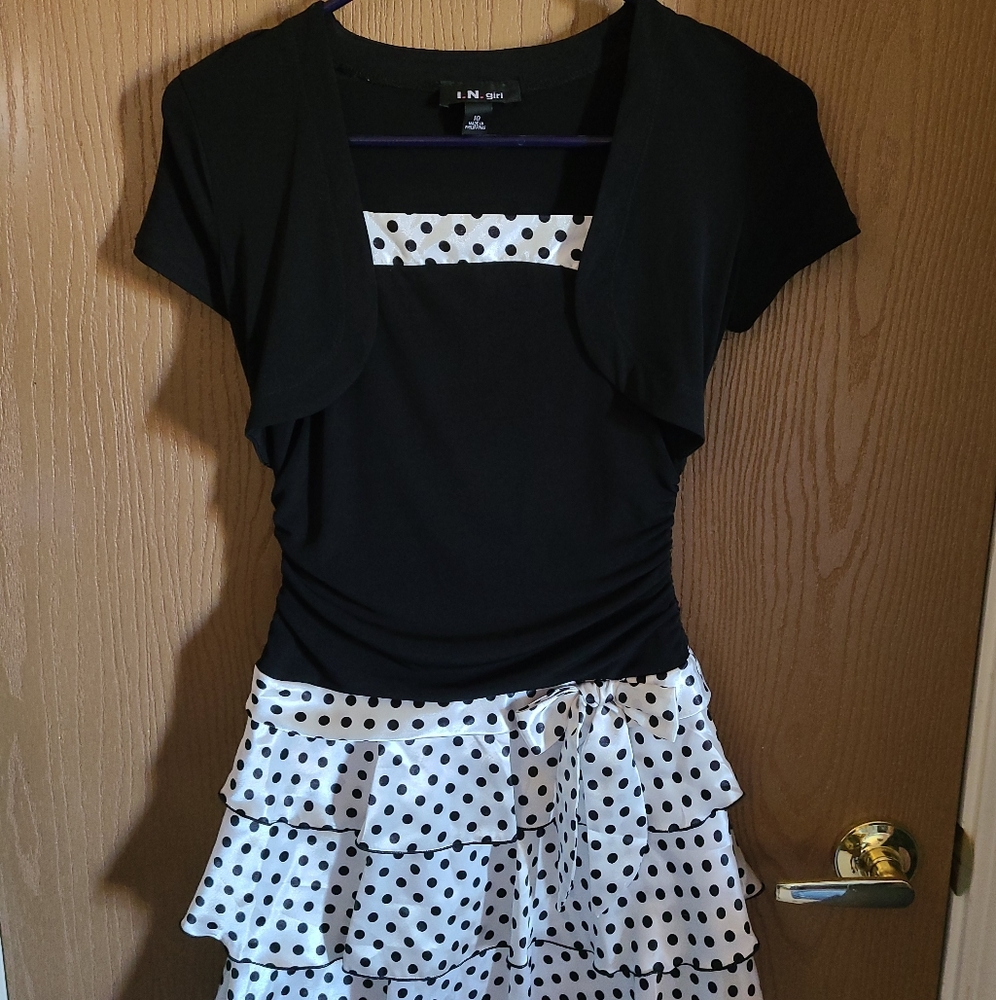 Black dress with polka-dot bottom